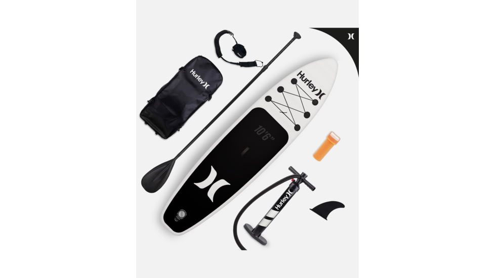 HURLEY One And Only Inflatable Paddle Board Set, 10ft 6in, White/Black, HUR-007