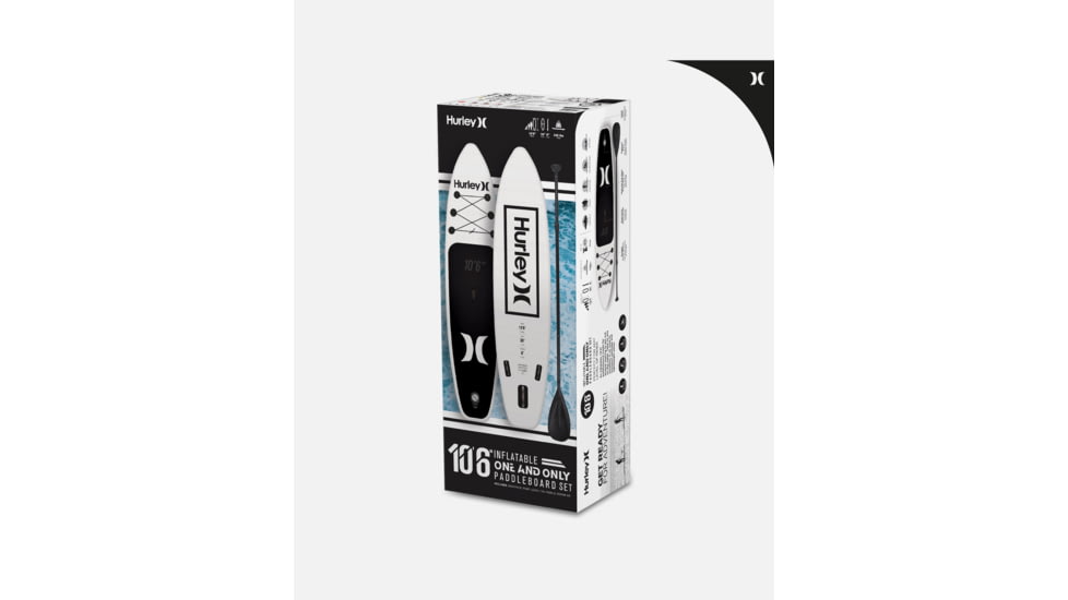 HURLEY One And Only Inflatable Paddle Board Set, 10ft 6in, White/Black, HUR-007
