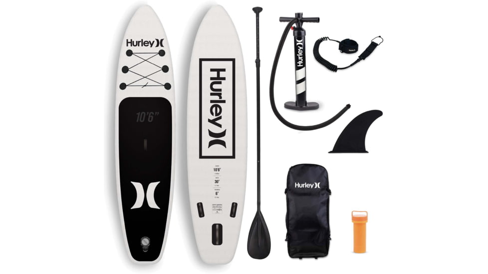 HURLEY One And Only Inflatable Paddle Board Set, 10ft 6in, White/Black, HUR-007