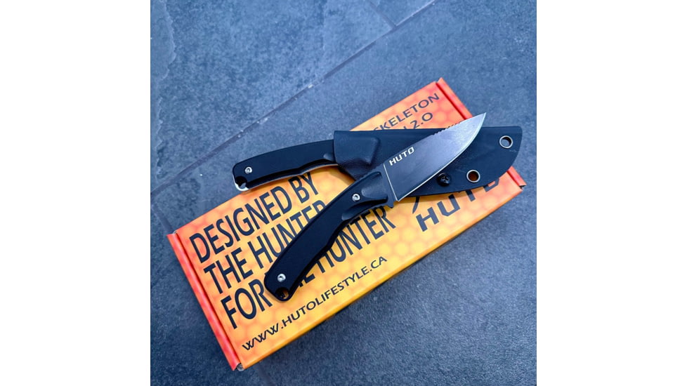 Huto Lifestyle Exo-Skeleton M390 2.0 3 in Knive, Parkarized Finish, Black, EXO-SKLTN-2.0-M390-PARK