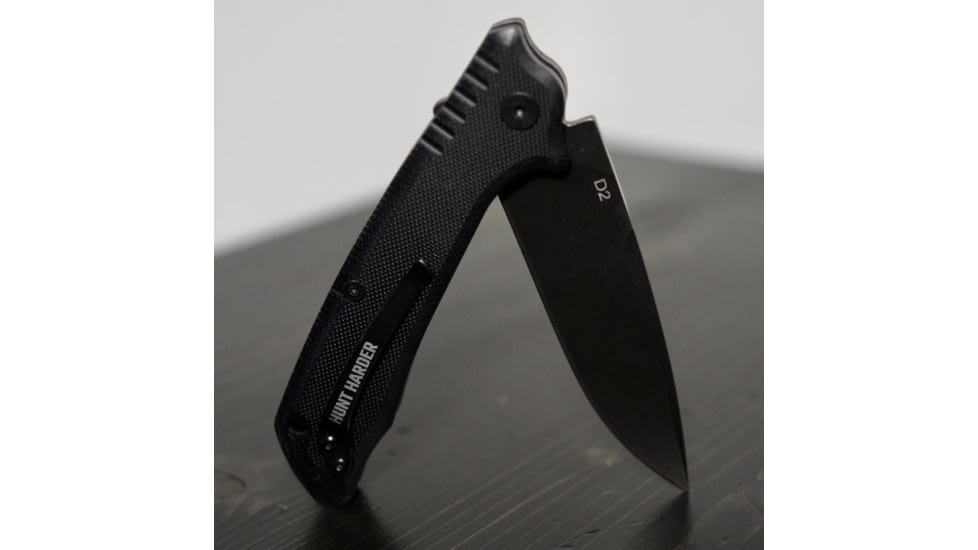 Huto Lifestyle Hunt Harder Folding Hard Blade Knife, Black, HTHD-KNV-BLK