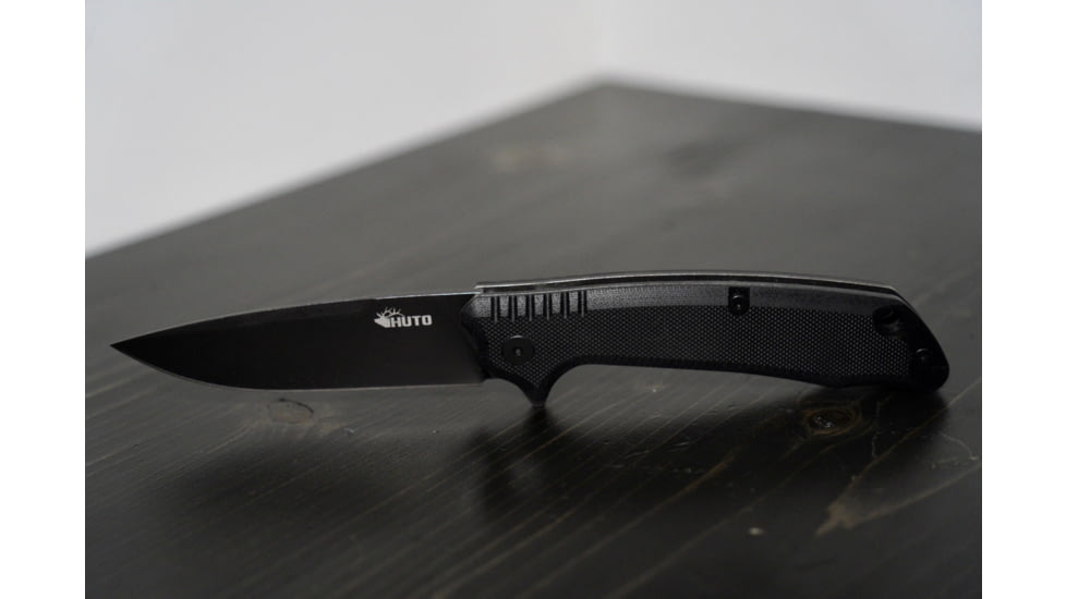 Huto Lifestyle Hunt Harder Folding Hard Blade Knife, Black, HTHD-KNV-BLK