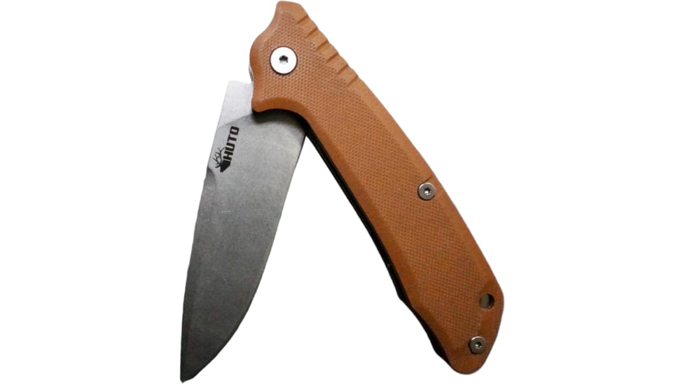 Huto Lifestyle Hunt Harder Folding Hard Blade Knife, Brown, HTHD-KNV-BRN