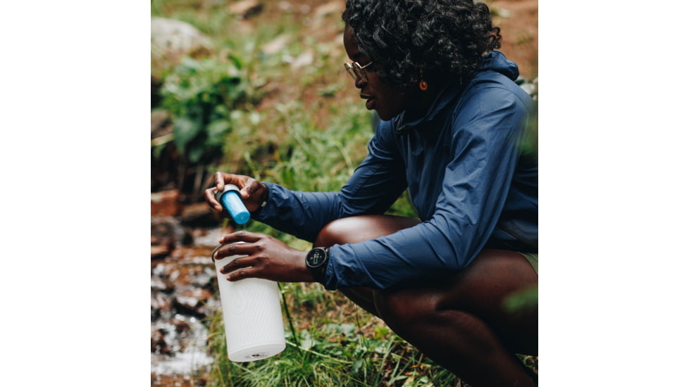 HydraPak Flux Plus Water Bottle, Clear/HP Blue, 1.5L/50oz, GF425F