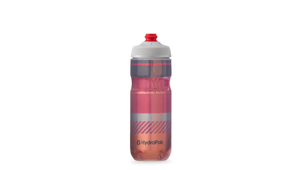 HydraPak Polar Surge Tartan 20oz Bottle, Bonfire Red/Orange, 20oz/600ml, INB20OZ08