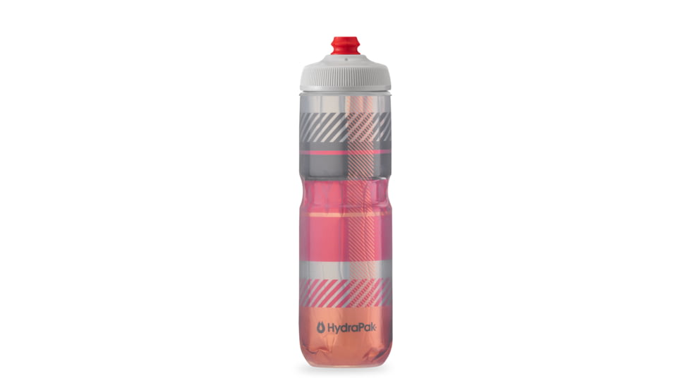 HydraPak Polar Surge Tartan 24oz Bottle, Bonfire Red/Orange, 24oz/700ml, INB24OZ24