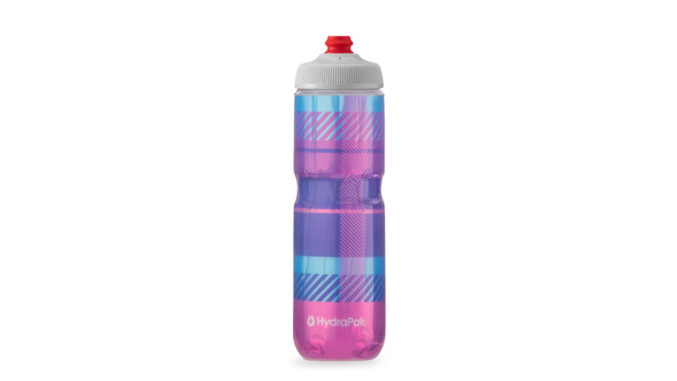 HydraPak Polar Surge Tartan 24oz Bottle, Bubble Gum Pink/Navy, 24oz/700ml, INB24OZ23