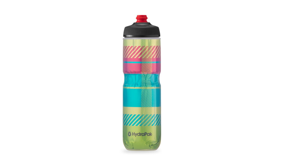 HydraPak Polar Surge Tartan 24oz Bottle, Highlighter Green/Blue, 24oz/700ml, INB24OZ22