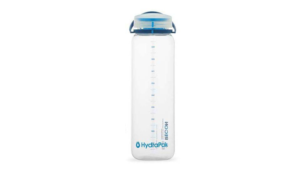 HydraPak Recon Water Bottle, Clear / Navy &amp; Cyan, 1 L, BR02HP
