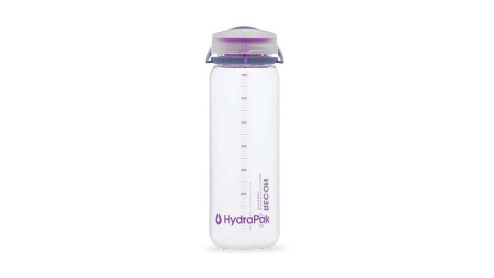 HydraPak Recon Water Bottle, Clear / Iris &amp; Violet, 750 ml, BR01V