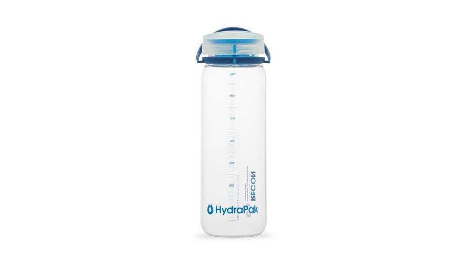 HydraPak Recon Water Bottle, Clear / Navy &amp; Cyan, 750 ml, BR01HP