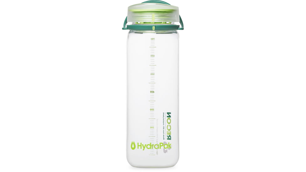 HydraPak Recon Water Bottle, Clear / Evergreen &amp; Lime, 750ml, BR01E