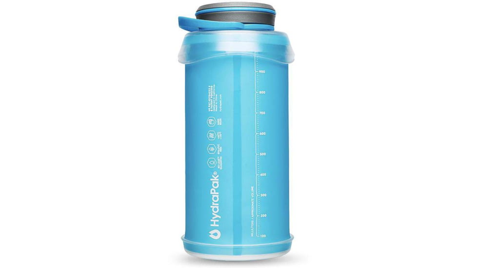 Hydrapak Stash Water Bottle, Malibu Blue, 1L/32oz, G121HP