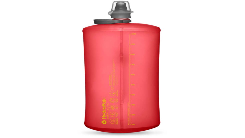 HydraPak Stow 1L Water Bottle, Redwood Red, 32oz, GS330R