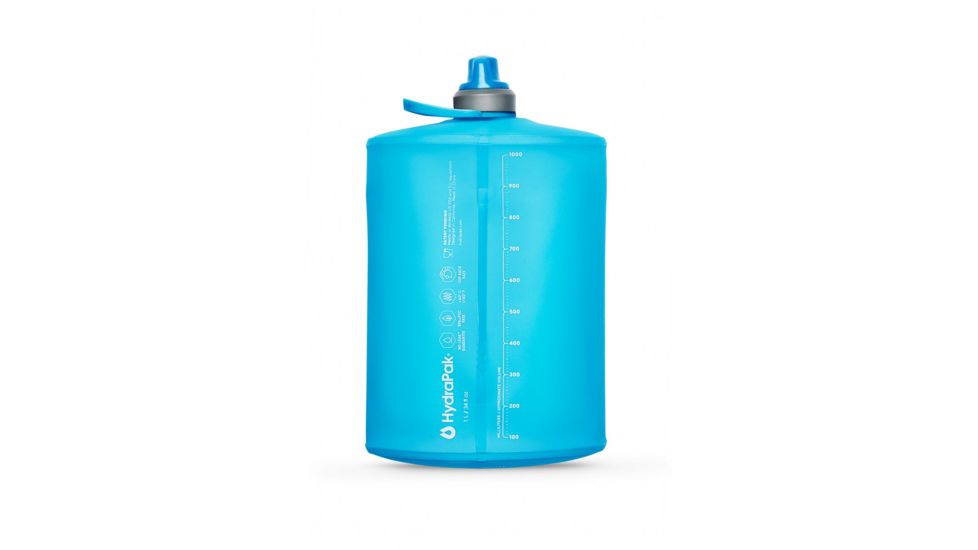 Hydrapak Stow Water Bottle, Malibu Blue, 1L/32oz, GS310HP