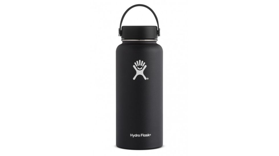 Hydro Flask 32 oz. Wide Mouth Flask w/Flex Straw Lid, Black, W32FS001