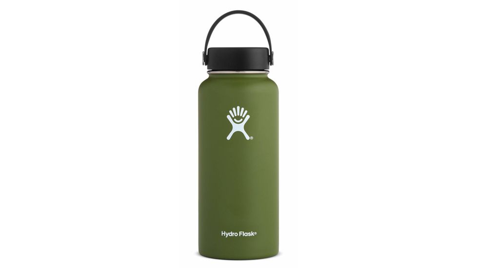 Hydro Flask 32 oz Wide Mouth Flask with Flex Straw Lid, Olive, 32 oz, W32FS306
