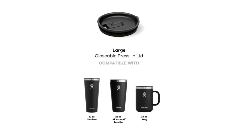 Hydro Flask Closeable Press-In Lid, Black, Large, CPLL001