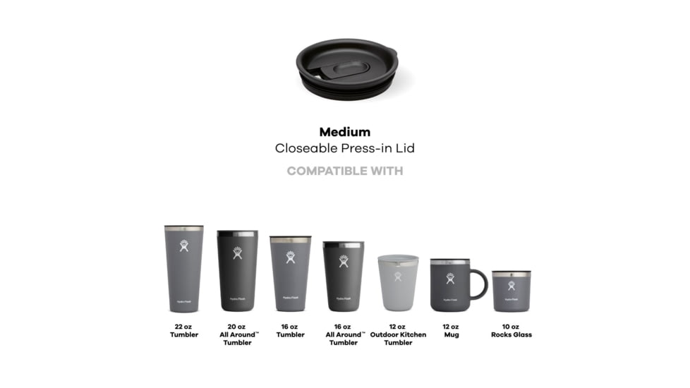 Hydro Flask Closeable Press-In Lid, Black, Medium, CPLM001