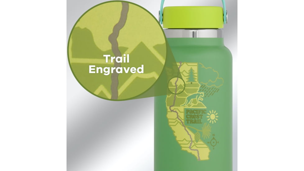Hydro Flask Limited Edition Scenic Trails Wide Mouth Water Bottle, Gecko/Pacific Crest Trail, 32 oz, STW32BTS313PCT