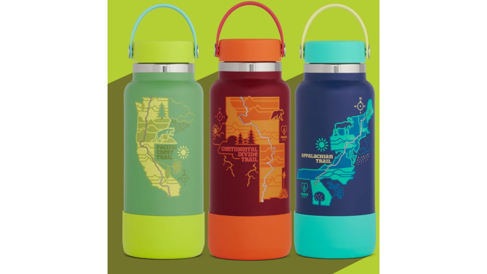 Hydro Flask Limited Edition Scenic Trails Wide Mouth Water Bottle, Gecko/Pacific Crest Trail, 32 oz, STW32BTS313PCT