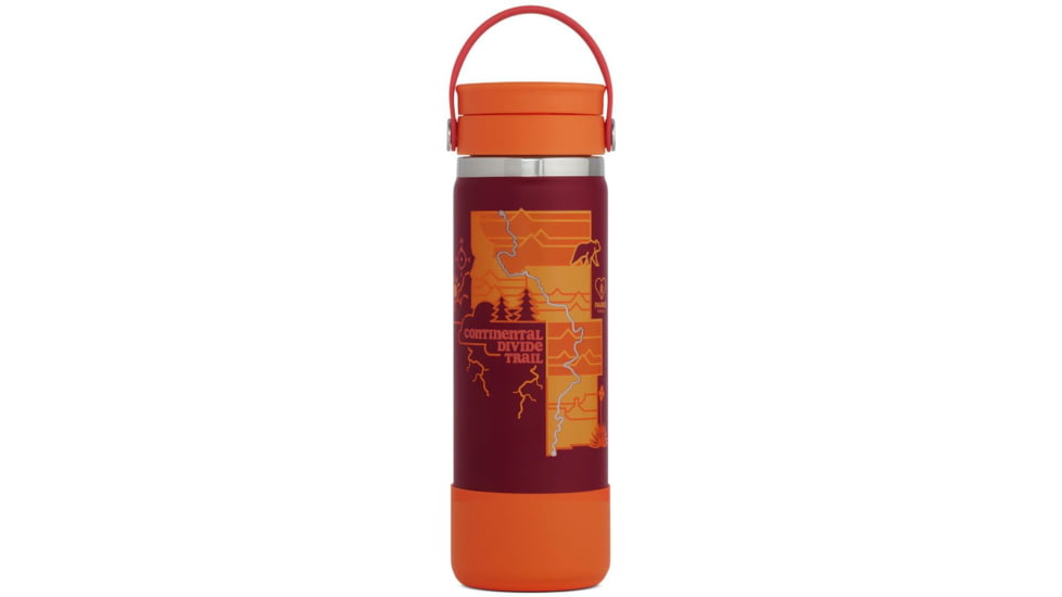 Hydro Flask Limited Edition Scenic Trails Wide Mouth Water Bottle w/ Flex Sip Lid, Rhubarb/Continental Divide Trail, 20 oz, STW20BCX600CDT