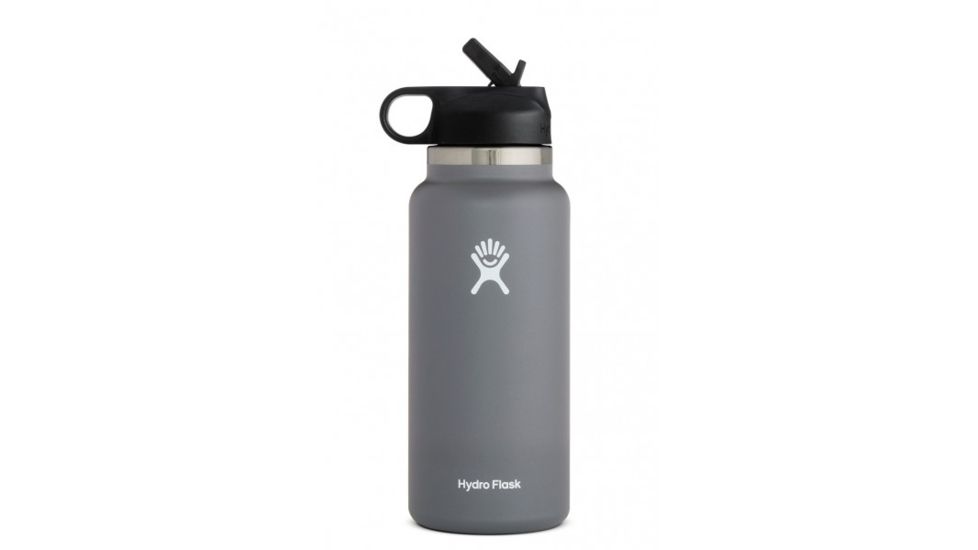 Hydro Flask Wide Mouth Bottle with Straw Lid, Stone, 32 oz., W32BSW010