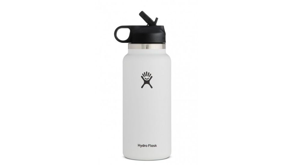 Hydro Flask Wide Mouth Bottle with Straw Lid, White, 32 oz., W32BSW110