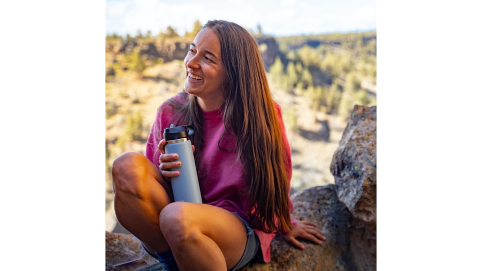 Hydro Flask Wide Mouth w/Straw Lid, Black, 24 oz, W24BSW001