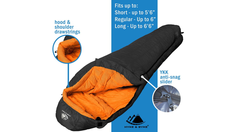 Hyke &amp; Byke Eolus UltralightGoose Down Sleeping Bag, 800FP, 30F Degrees, 1347119382605