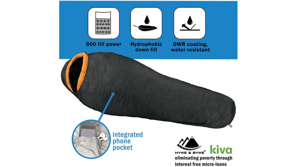 Hyke &amp; Byke Eolus UltralightGoose Down Sleeping Bag, 800FP, 30F Degrees, 1347119382605