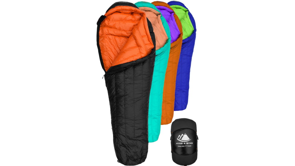 Hyke &amp; Byke Eolus Ultralight Goose Down Sleeping Bag, 800FP WR, 0F Degrees, 10706984262