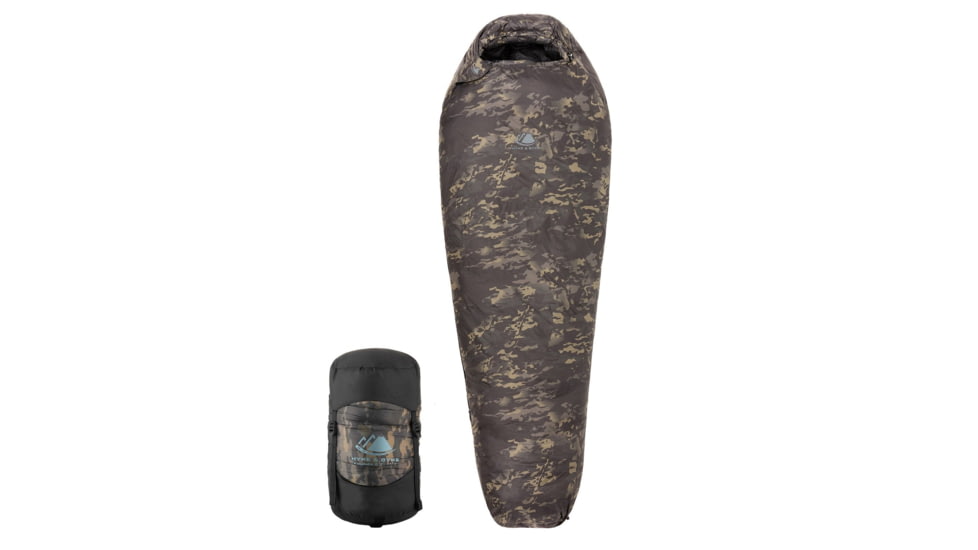 Hyke &amp; Byke Katahdin Ranger Fill Power Hydrophobic Sleeping Bag w/ Advanced Synthetic, 625FP, 0F Degrees, Night Camo, 6700051595341