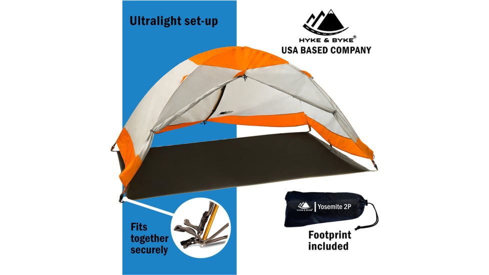 Hyke & Byke Yosemite Backpacking Tent w/ Footprint - 2 Person, 11883286150