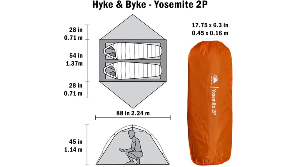 Hyke & Byke Yosemite Backpacking Tent w/ Footprint - 2 Person, 11883286150