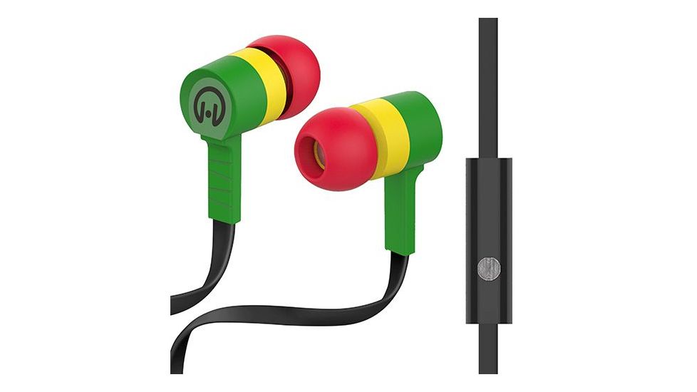 HyperGear Low Ryder Earphones w/Mic, Grn/Yel/Red, Green/Yellow/Red, 1 Year Limited Warranty, HYP-39055