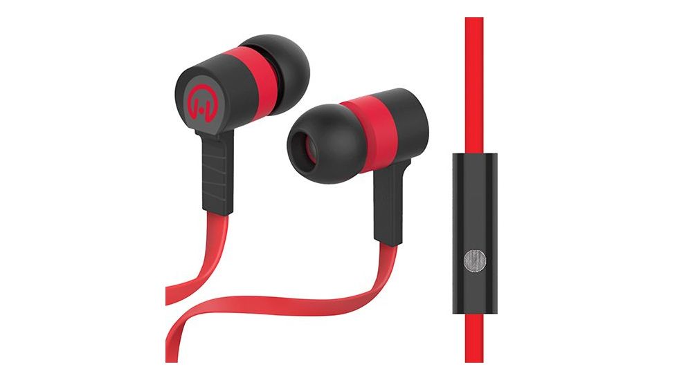 HyperGear Low Ryder Earphones w/Mic, Red/Black, Red/Black, 1 Year Limited Warranty, HYP-39017