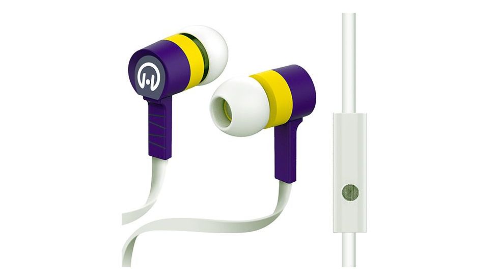 HyperGear Low Ryder Earphones w/Mic, Wht/Purp/Yel, Multi, 1 Year Limited Warranty, HYP-39048