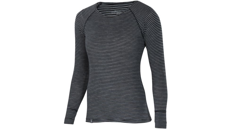 Ibex Woolies 1 Crew - Womens-Black/Medium Heather Grey-Medium