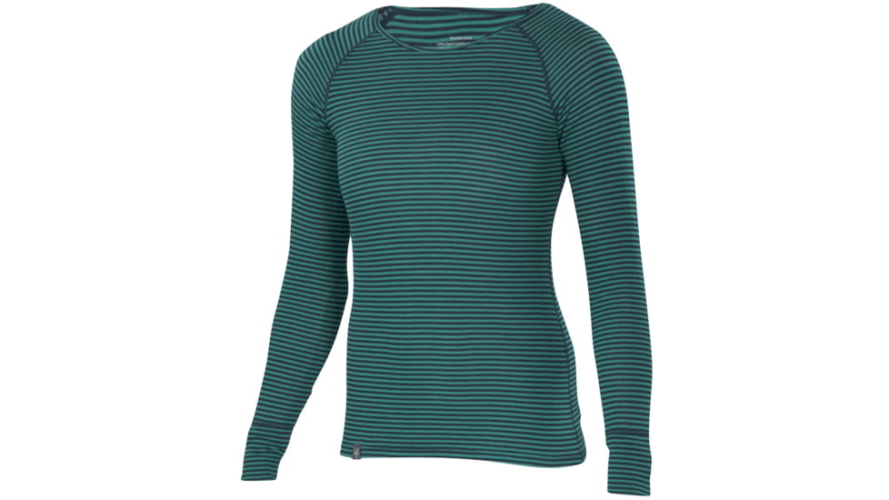 Ibex Woolies 1 Crew - Womens-Juniper/Midnight Stripe-X-Small