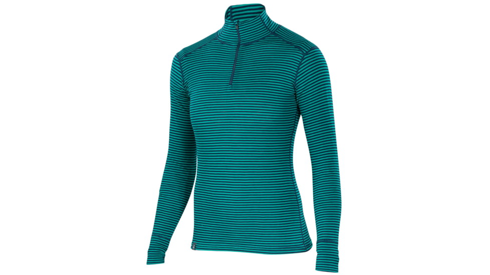 Ibex Woolies 1 Zip T-Neck - Women's-Juniper/Midnight Stripe-Large