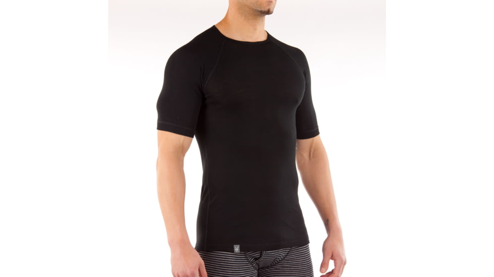 Ibex Woolies 150 Short Sleeve Top - Mens-Black-Small