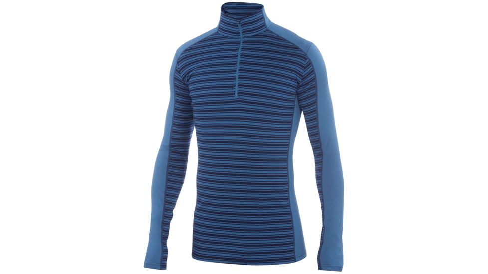 Ibex Woolies 2 Zip T-Neck Top - Men's-Blueprint/Midnight Stripe-Small