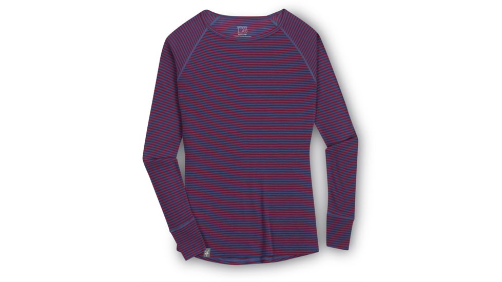Ibex Woolies Crew Stripe - Women's-Burnt Rose/Lt Blueberry-X-Small