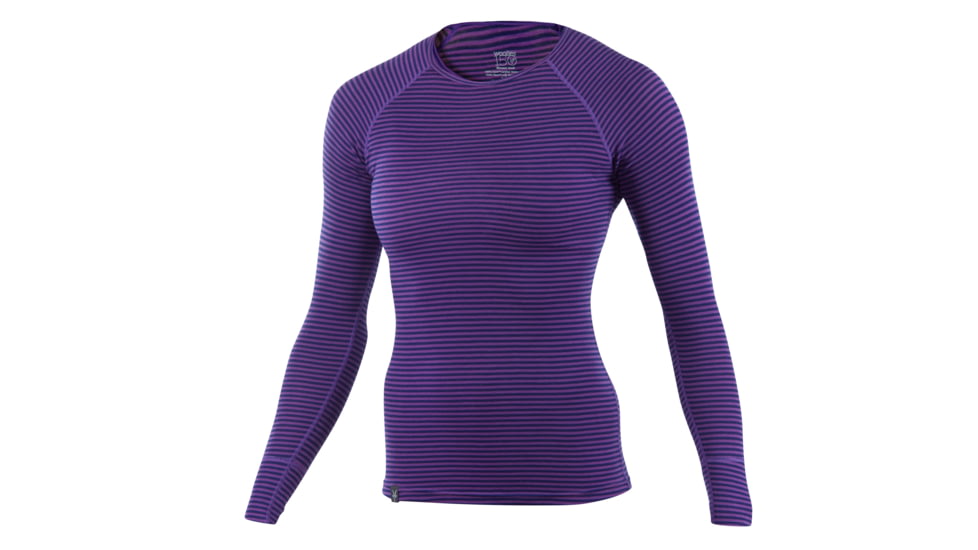 Ibex Woolies Striped Crew 150 - Women's-Stripe Blue/Violet-Small