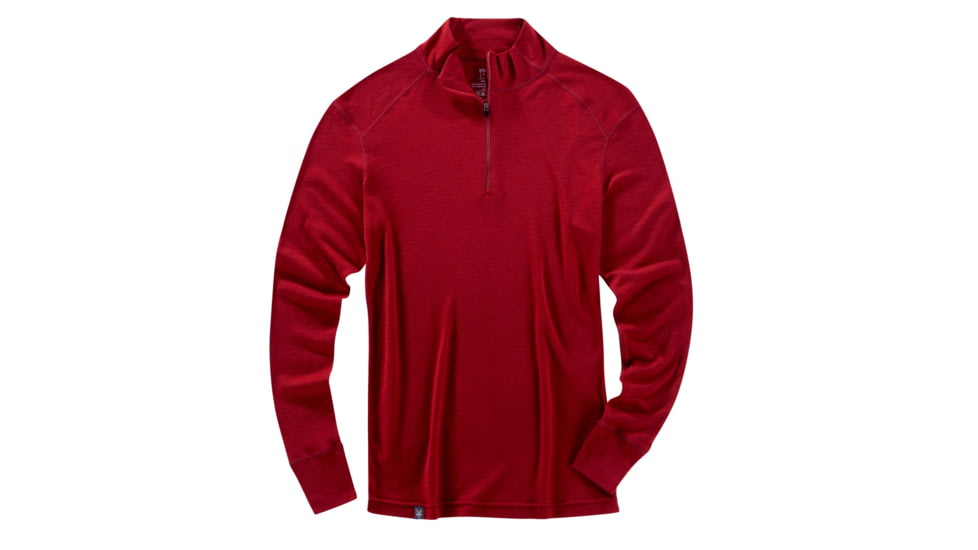 Ibex Woolies Zip T-Neck 150 - Men's-Small-Dark Pomegranate