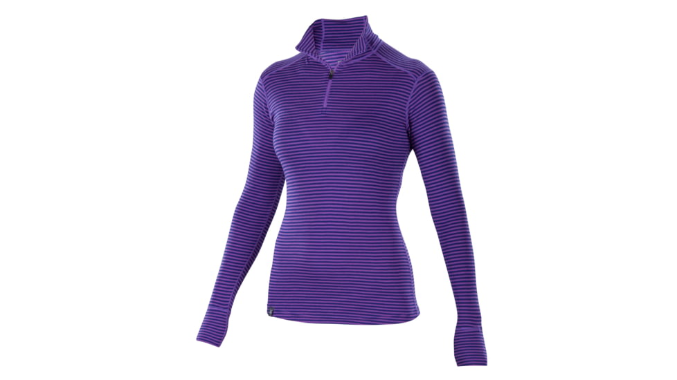 Ibex Woolies Zip T-Neck 150 - Women's-Small-Stripe Blue/Violet