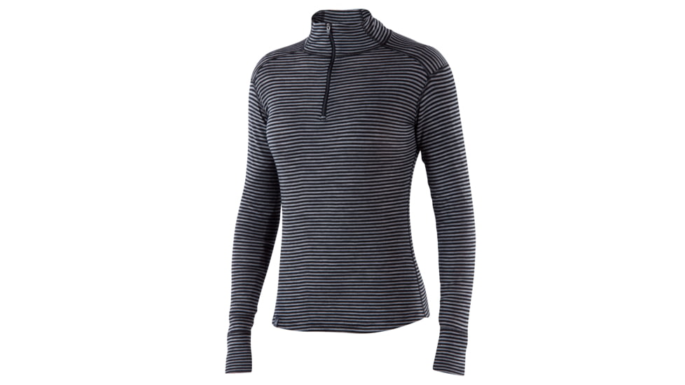 Ibex Woolies Zip T-Neck 150 - Women's-X-Small-Stripe Black/Medium Grey