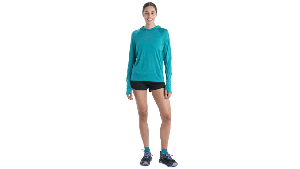 Icebreaker 125 Cool-Lite Sphere Long Sleeve Hoodie - Womens, Flux Green, Medium, IB0A56EX861M