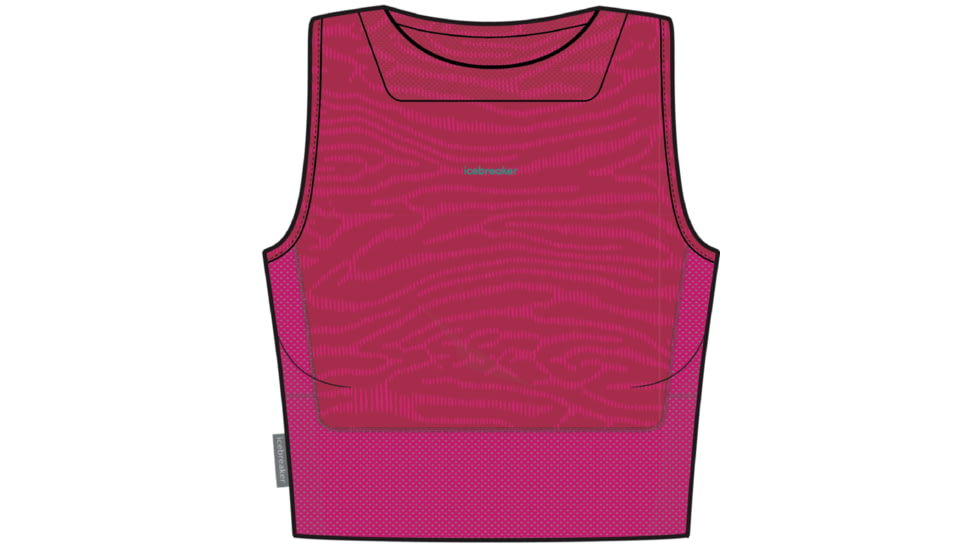 Icebreaker 125 ZoneKnit Cropped Bra-Tank Topo Lines - Women's, Electron Pink/Tempo/Aop, Large, IB0A56QO992L